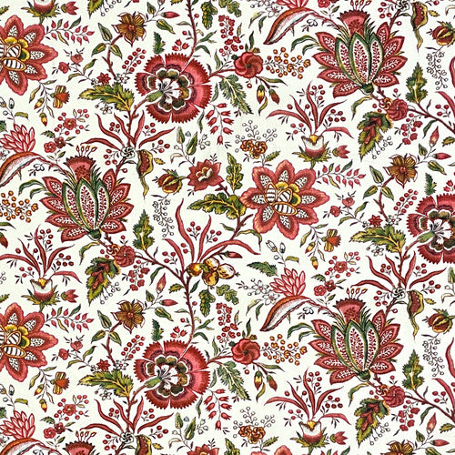 Red Exotic Flowers Reproduction Fabric