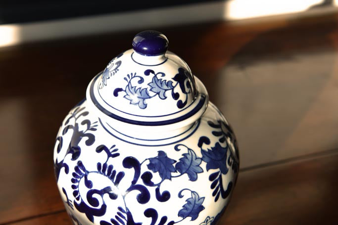 Blue and White Lilly Ginger Jar