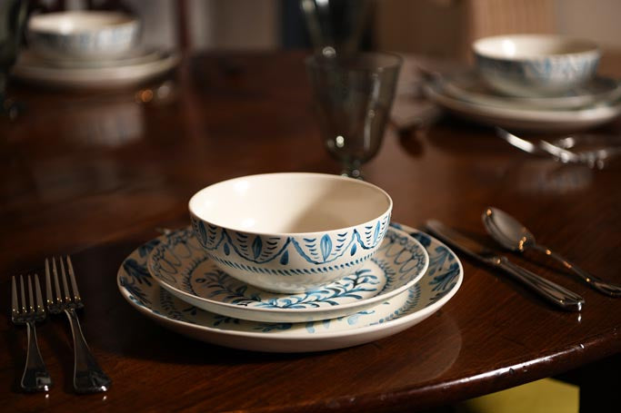 Delft Style 12 Piece Dinner Set | Blue