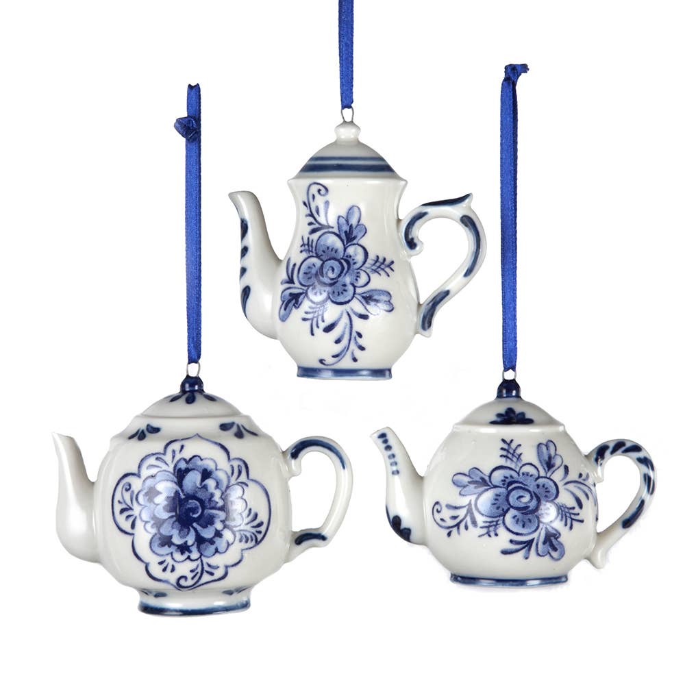 Delft Teapot Ornaments | English Floral