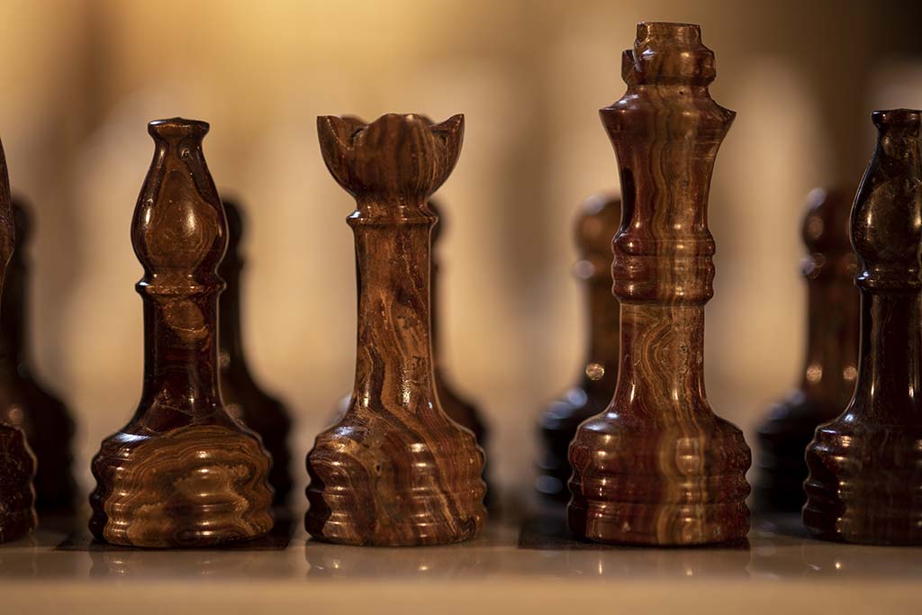 Brown & White Marble Chess Set - Samson Historical