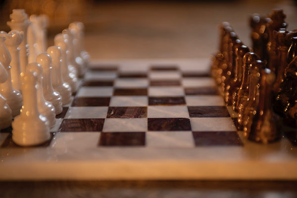 Black & Tan Marble Chess Set - Samson Historical