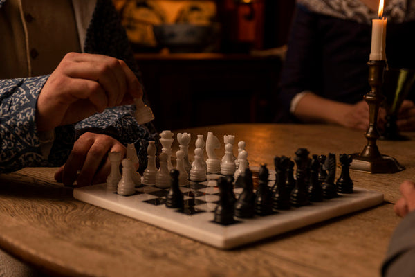 Brown & Tan Marble Chess Set - Samson Historical