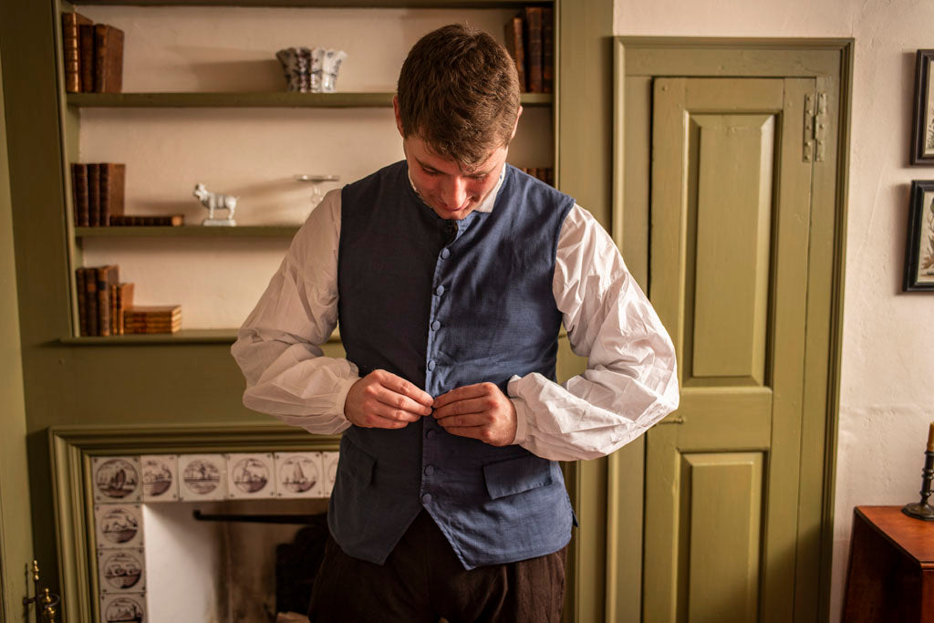 Regency Linen Waistcoat  Single Breasted - Samson Historical