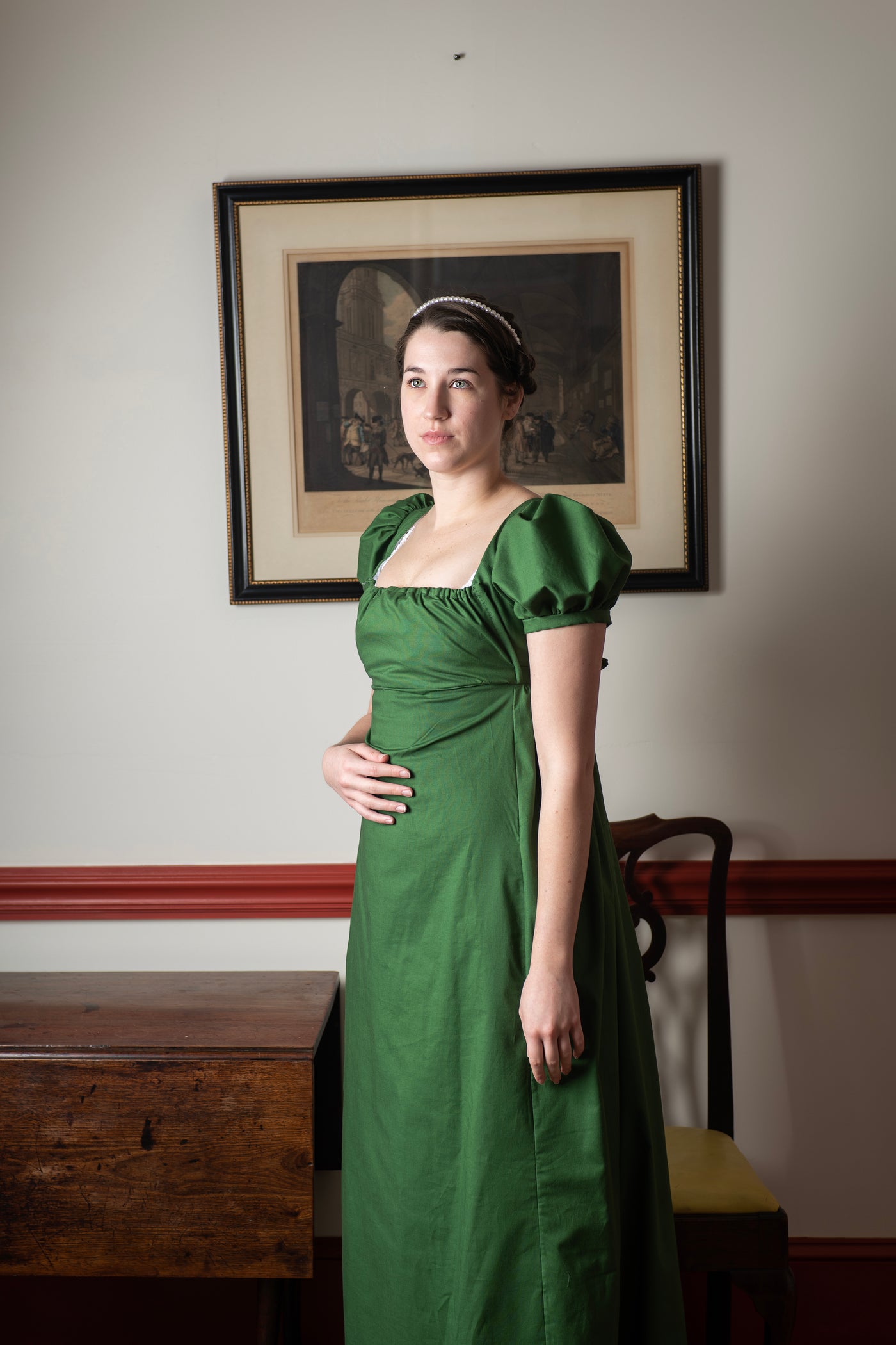 Emerald Green Short Sleeve | Regency Gown - Samson Historical