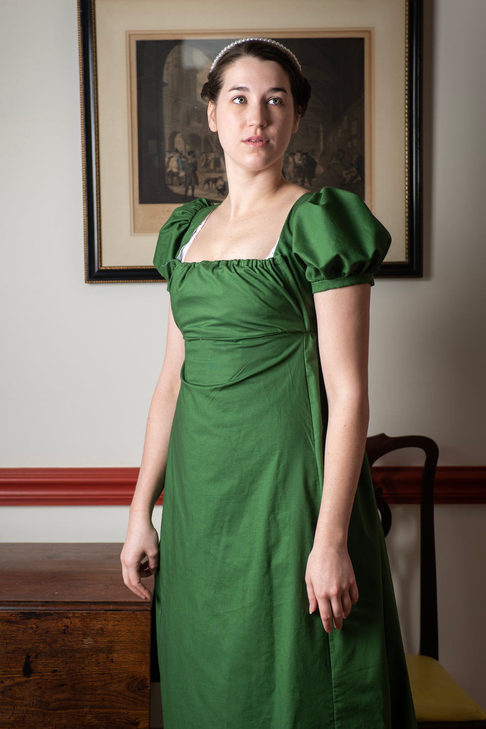 Emerald Green Short Sleeve | Regency Gown - Samson Historical