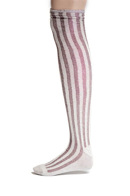 Pink White Striped Stockings
