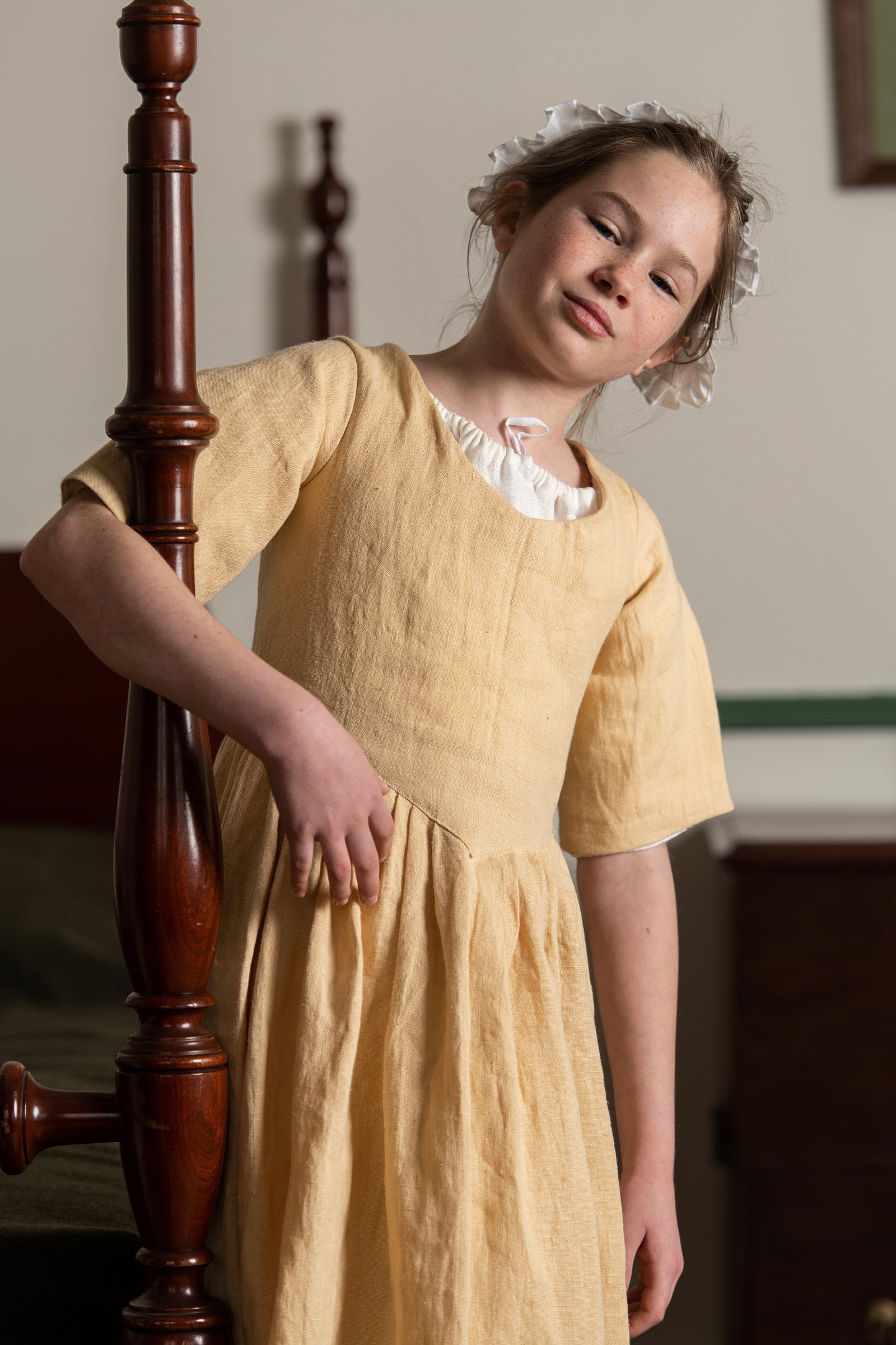 Robe de filles Lin Jaune Samson Historical